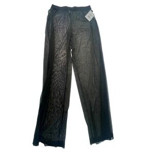 Black Mesh Pants and Crop Top‎ Set Women's Size M Sheer See Through Trendy NWT